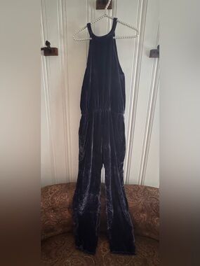 LOFT Velvet Jumpsuit in Navy